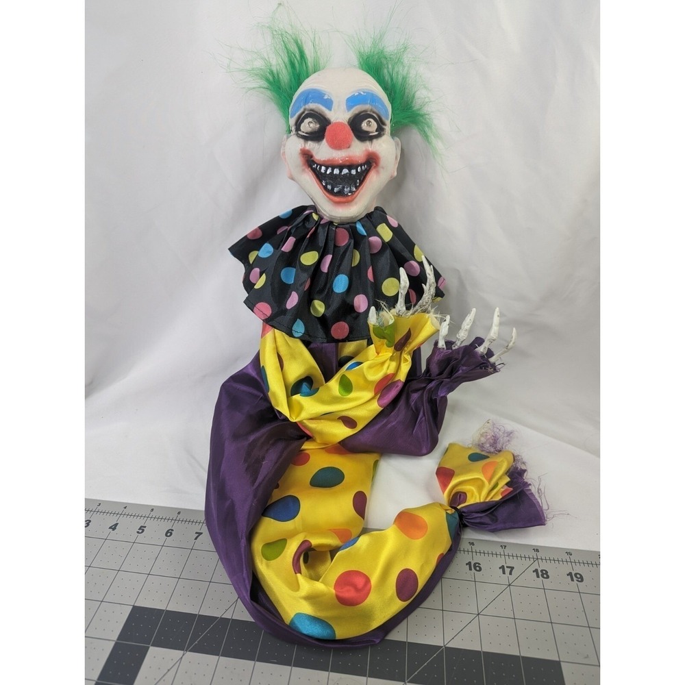 Creepy Clown Decoration Halloween Moves Eyes Light Sounds About 36 Inch